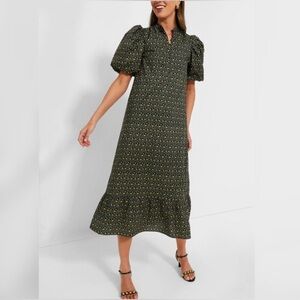 Tuckernuck Hyacinth House - L -Women's Black Diamond Floral Mimi Midi Dress